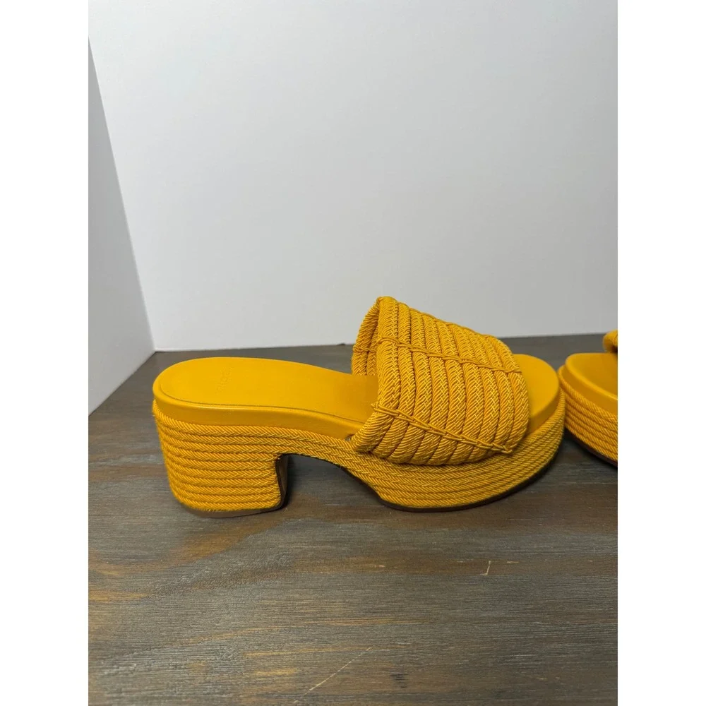 Vince Margo Cord Platform‎ Slide Sandals Mustard Yellow Size 5.5 NIB Designer